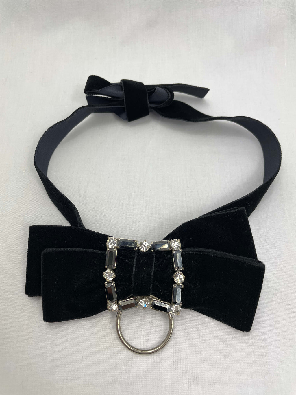 Choker + Brosch Stor Svart Sammet