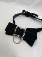 Choker + Brosch Stor Svart Sammet