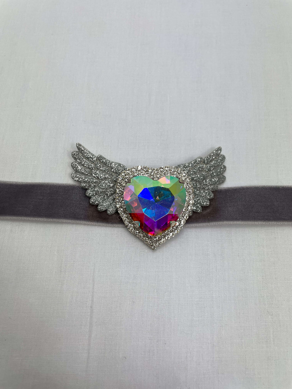 Choker Grå Hjärta Vingar