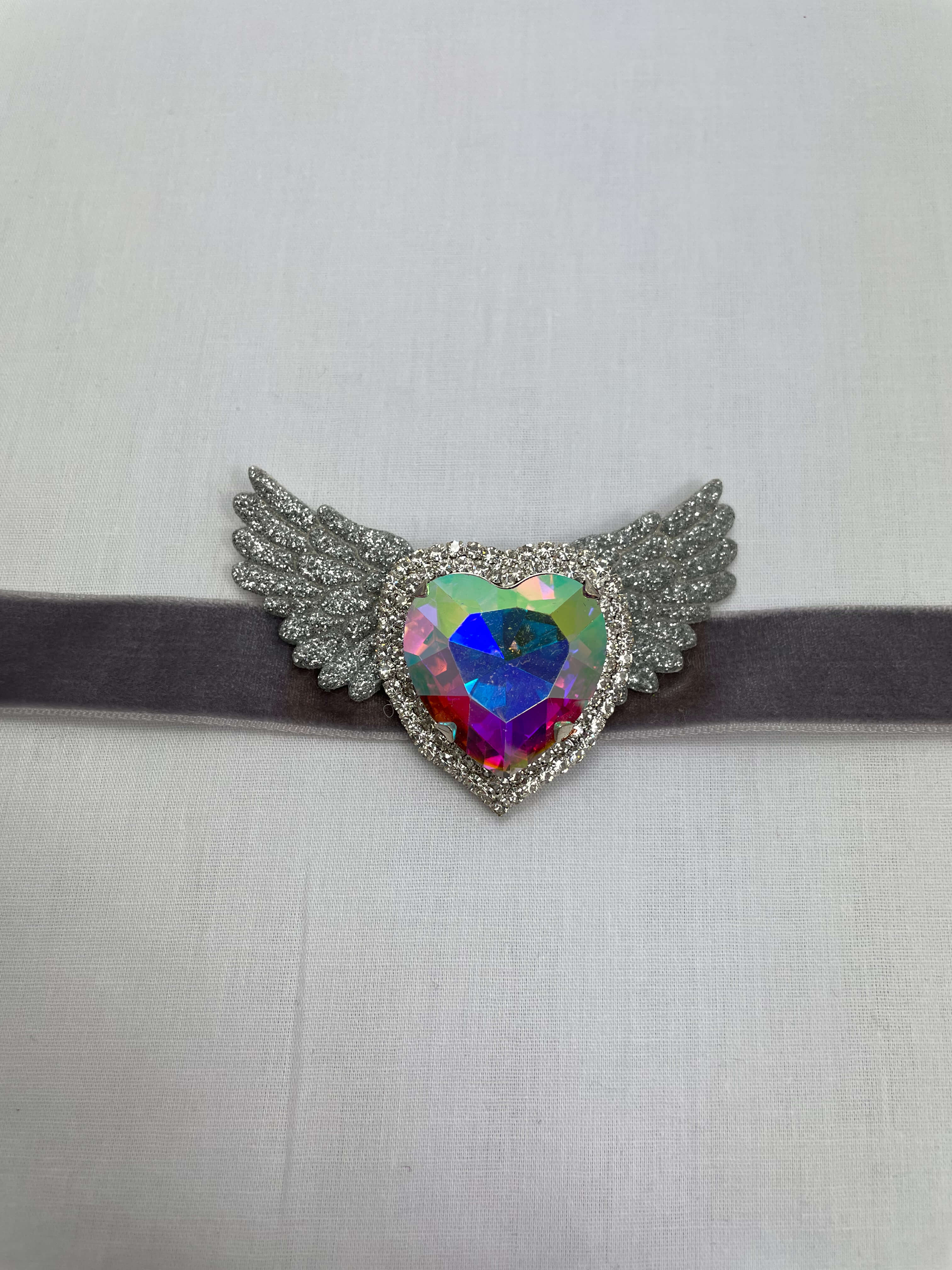 Choker Grå Hjärta Vingar