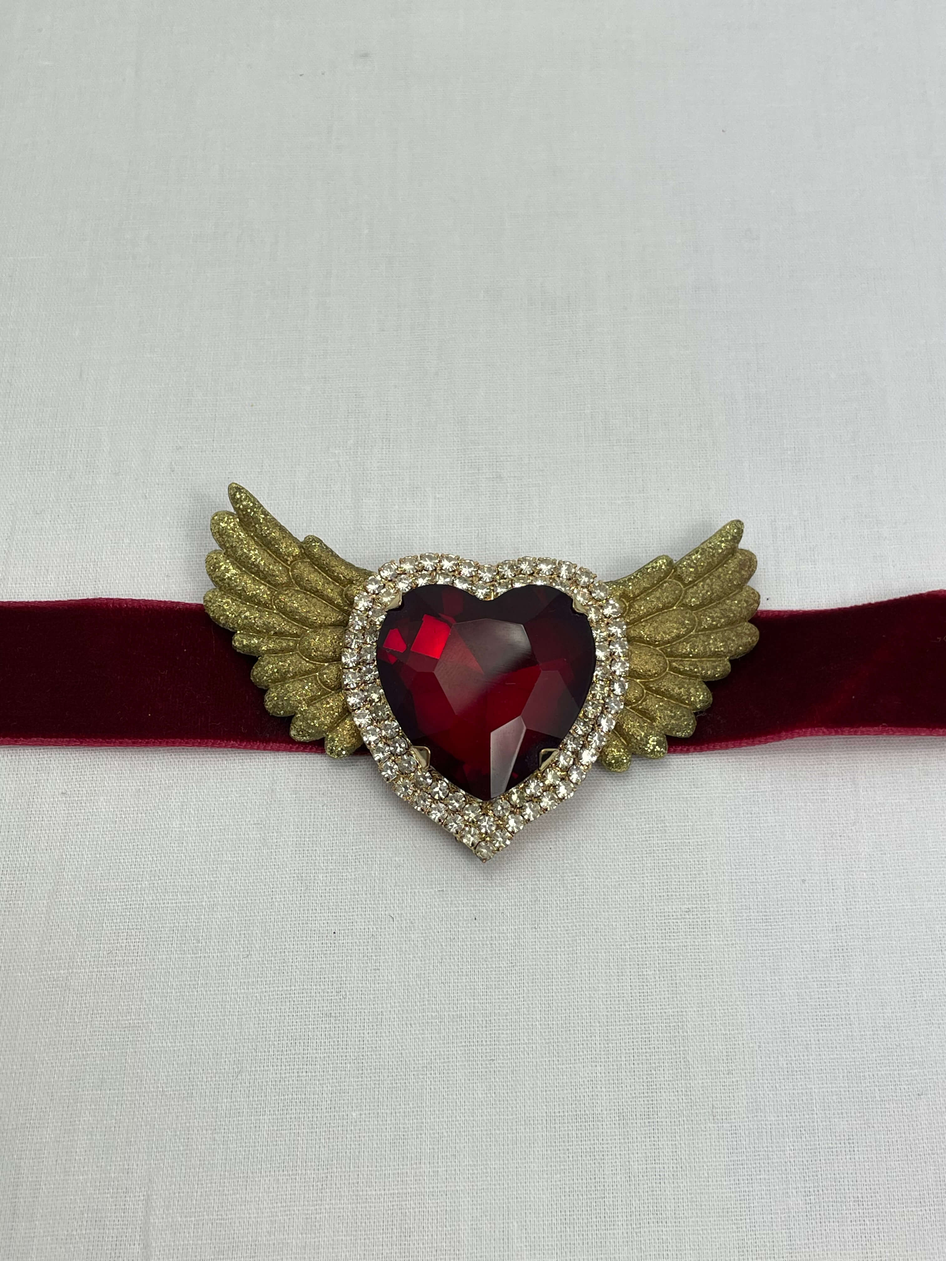 Choker Röd Hjärta Vingar