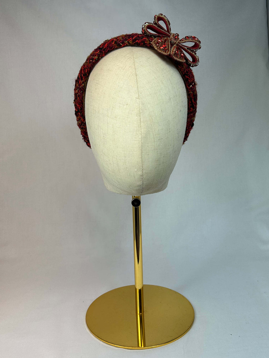 Diadem Röd Chaneltyg Rosett