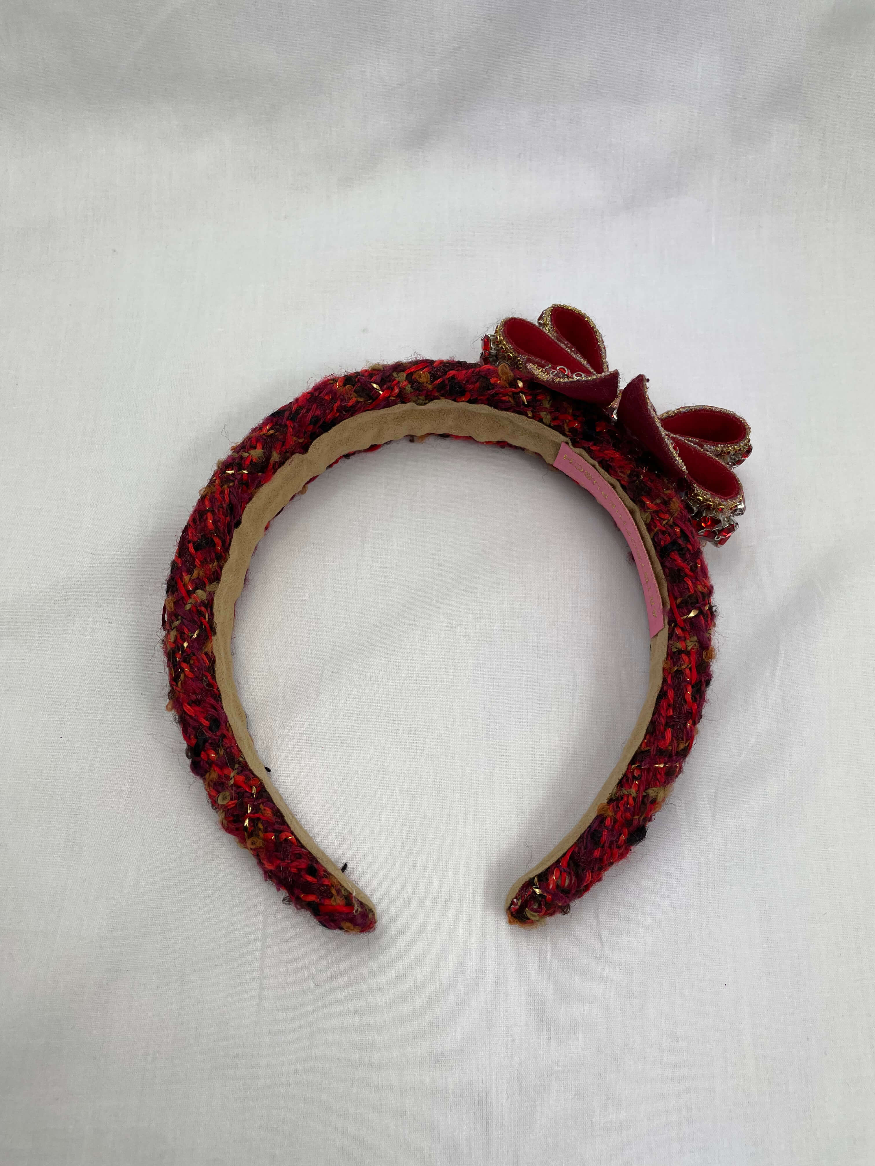 Diadem Röd Chaneltyg Rosett