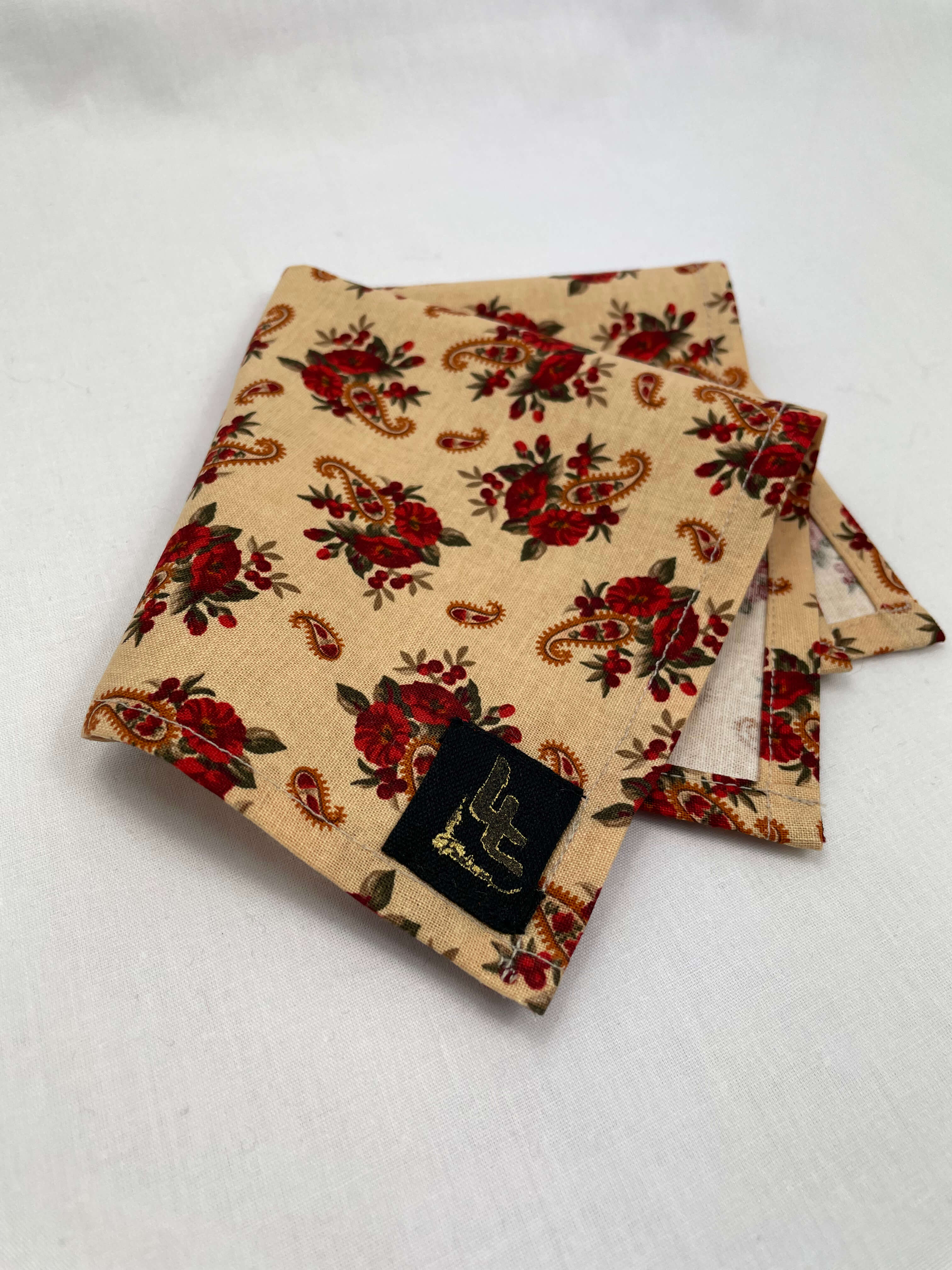 Näsduk Beige Röd Blommig Paisely