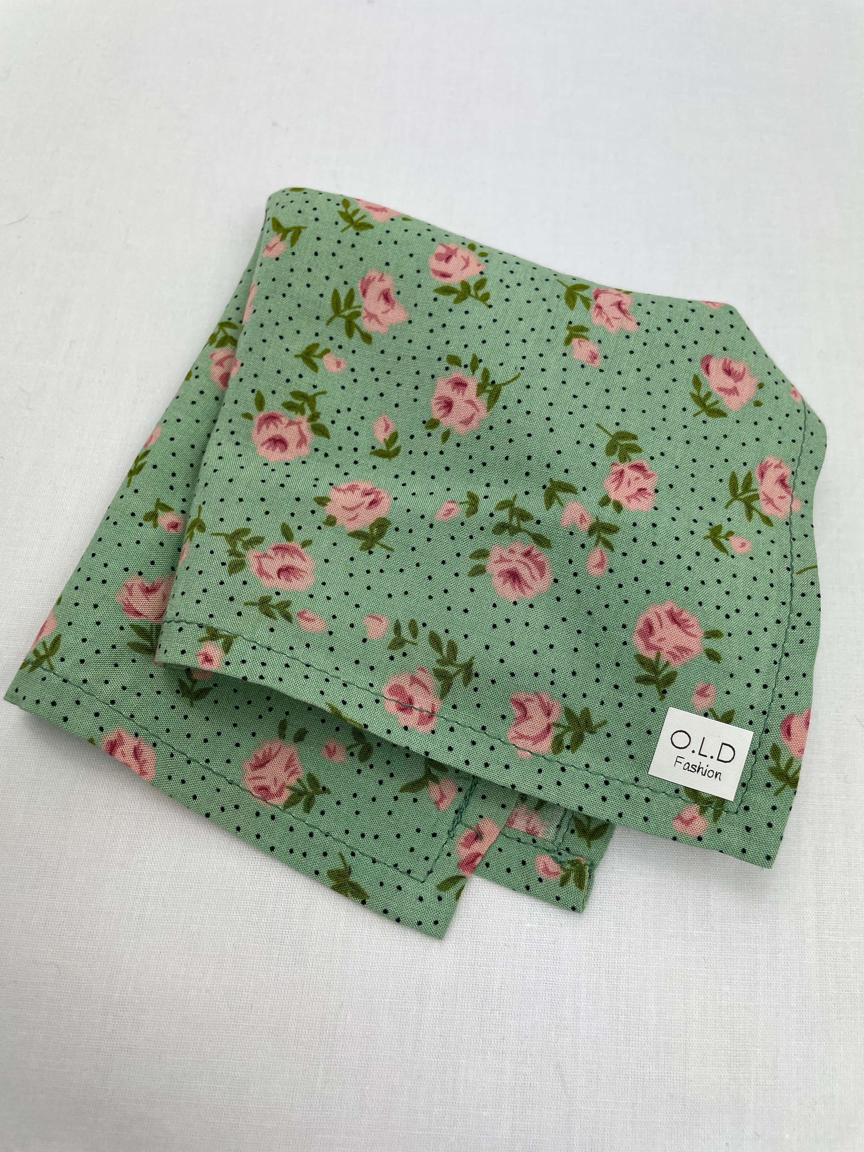 Näsduk Ljusgrön Rosa Blommor