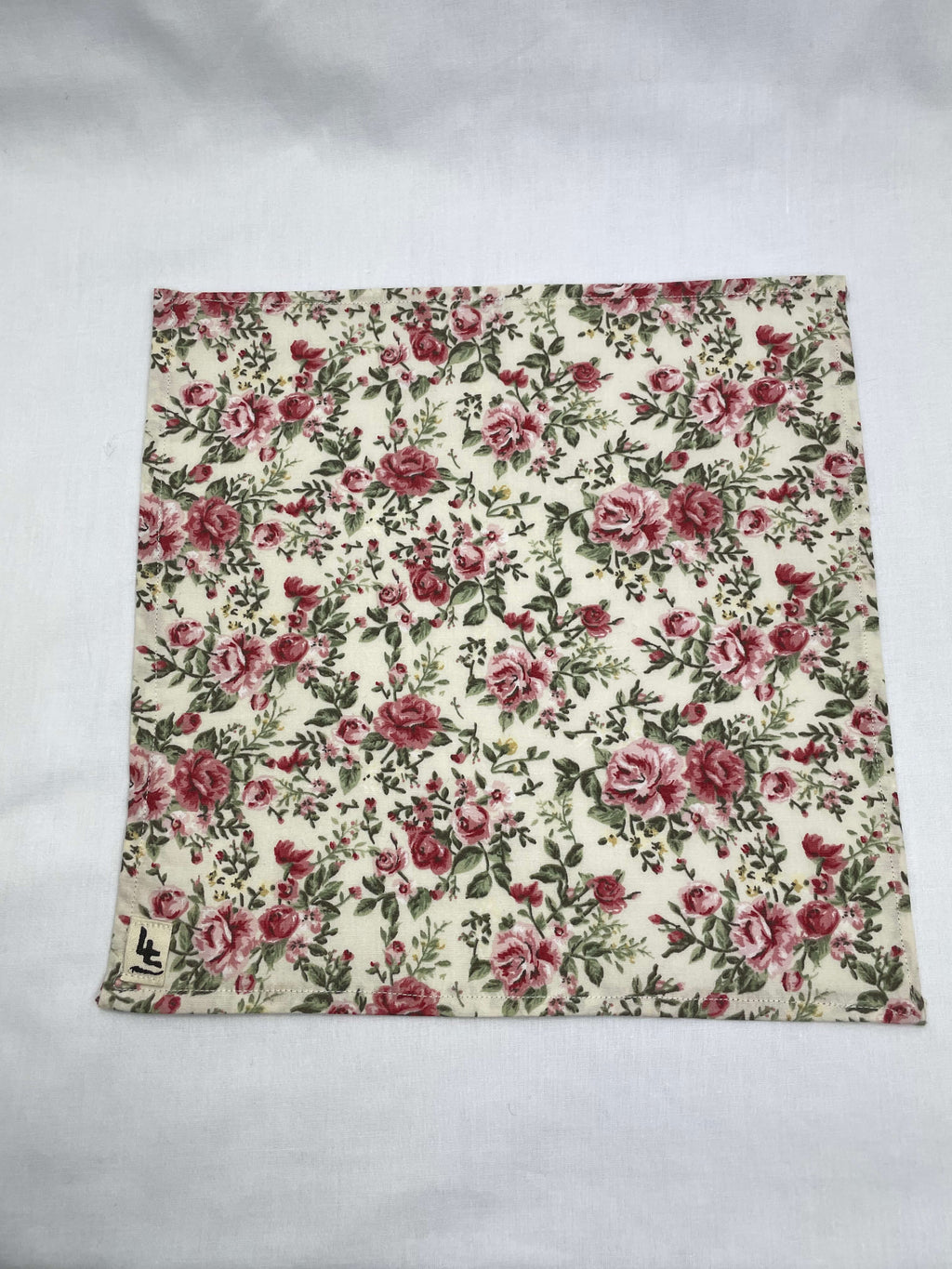 Näsduk Vit Rosa Blommor