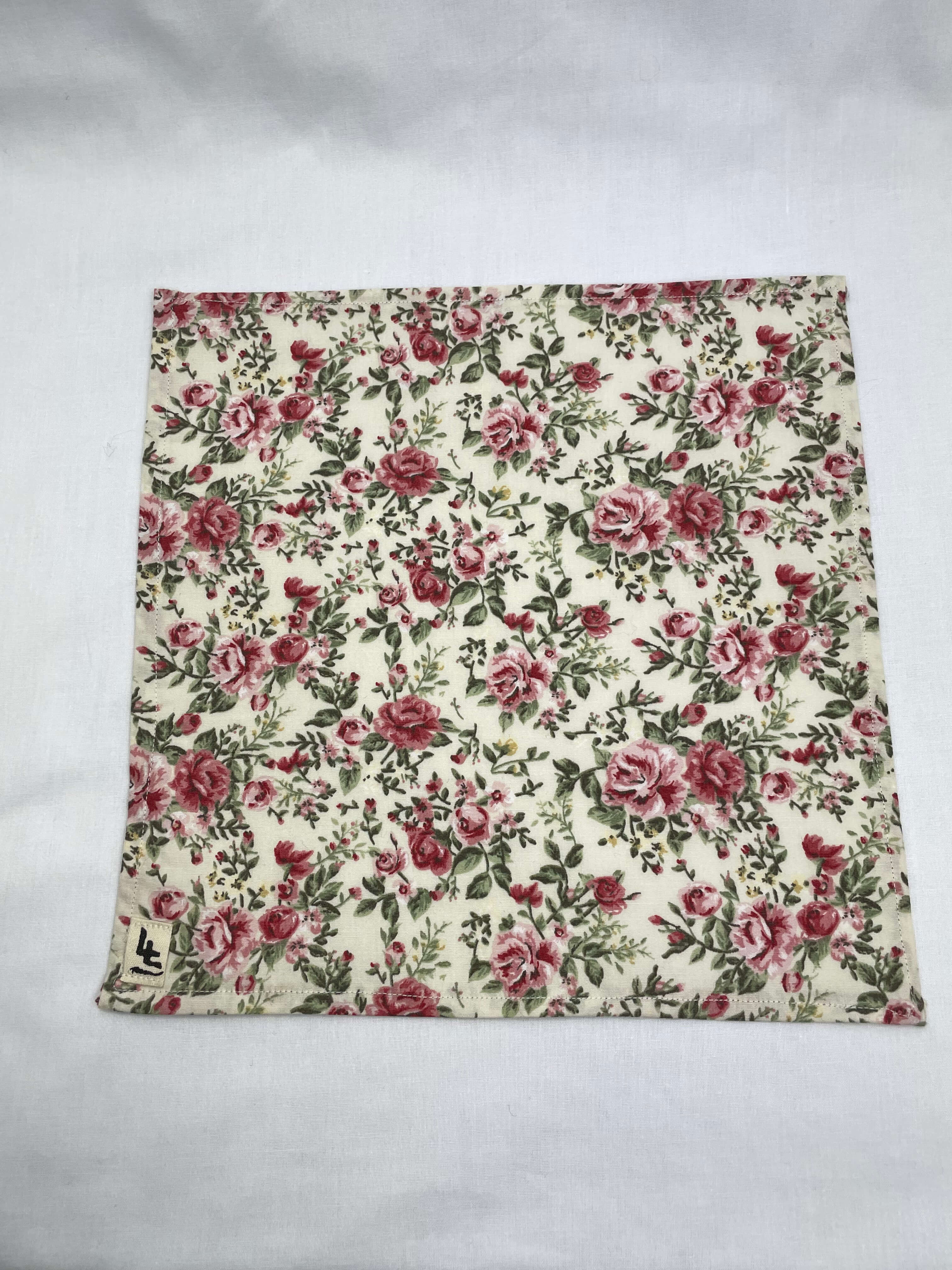 Näsduk Vit Rosa Blommor