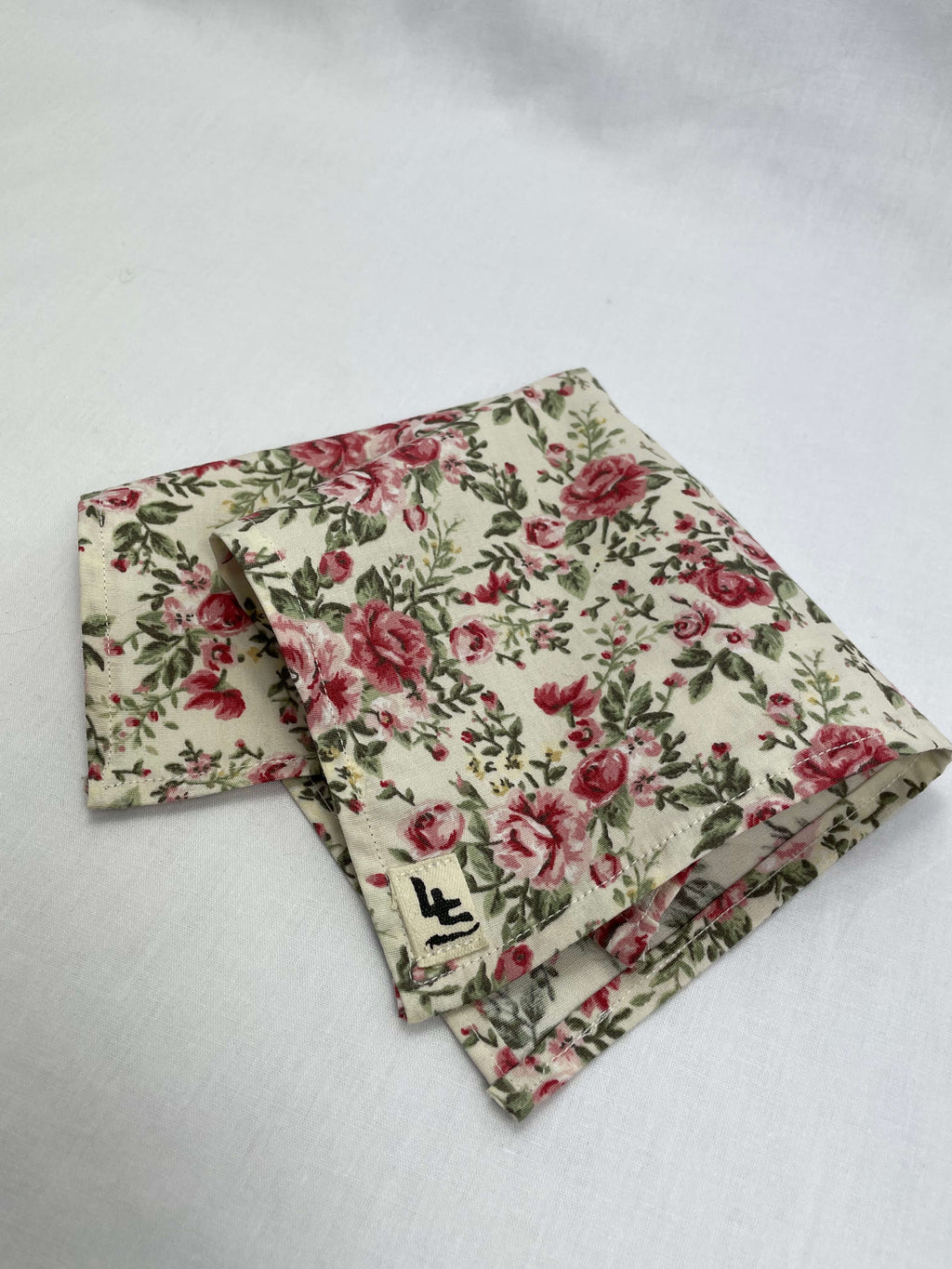 Näsduk Vit Rosa Blommor