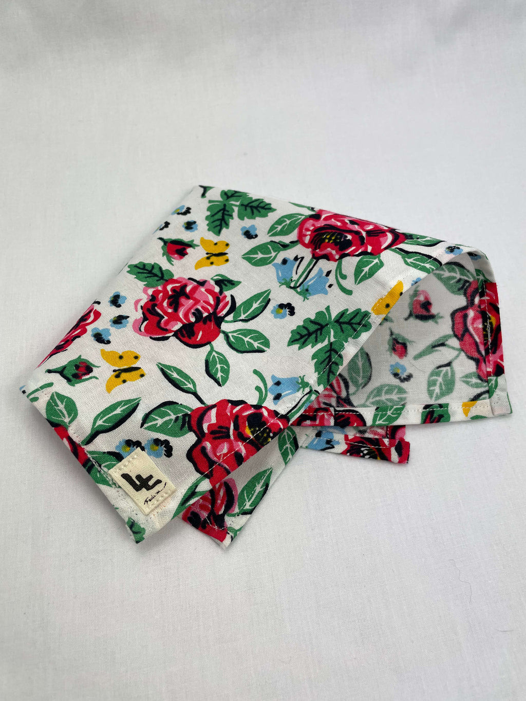 Näsduk Vit Stora Blommor