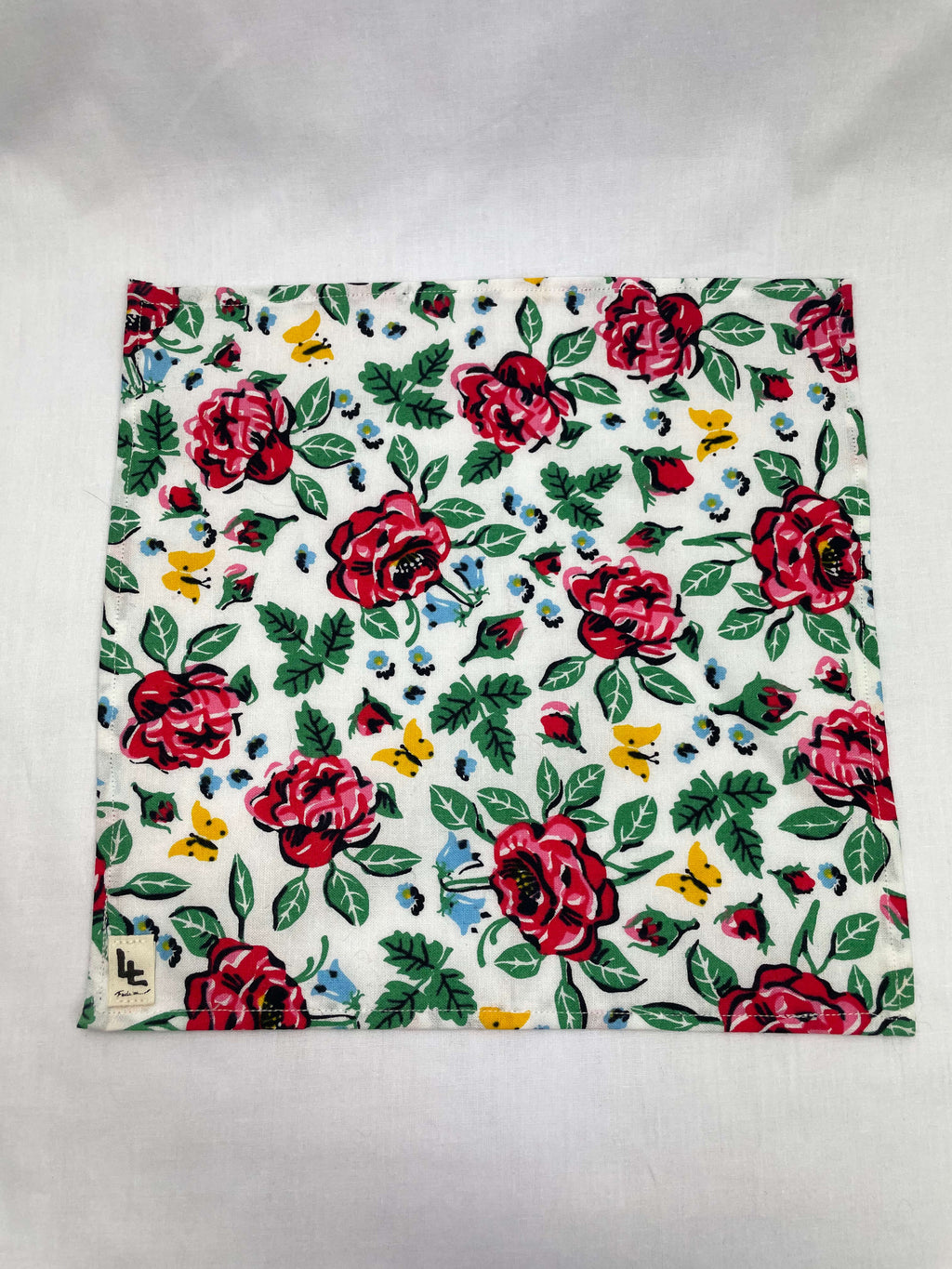 Näsduk Vit Stora Blommor