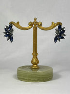 Örhängen Mörkblå Grå Strass