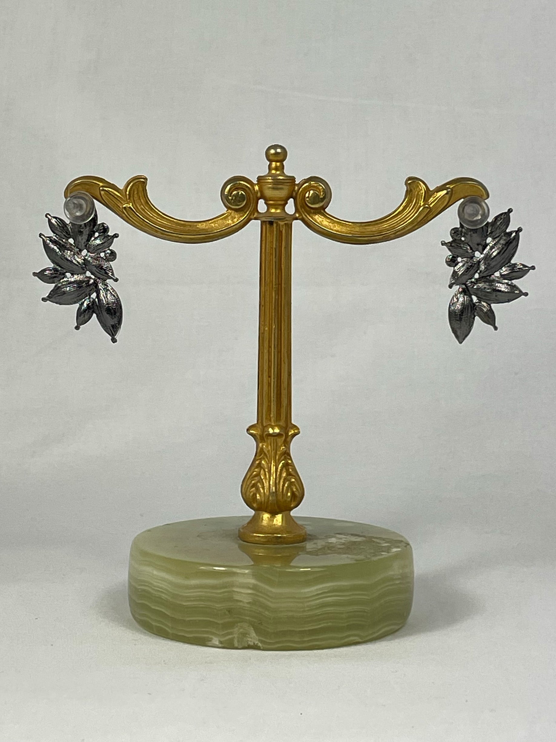 Örhängen Mörkblå Grå Strass