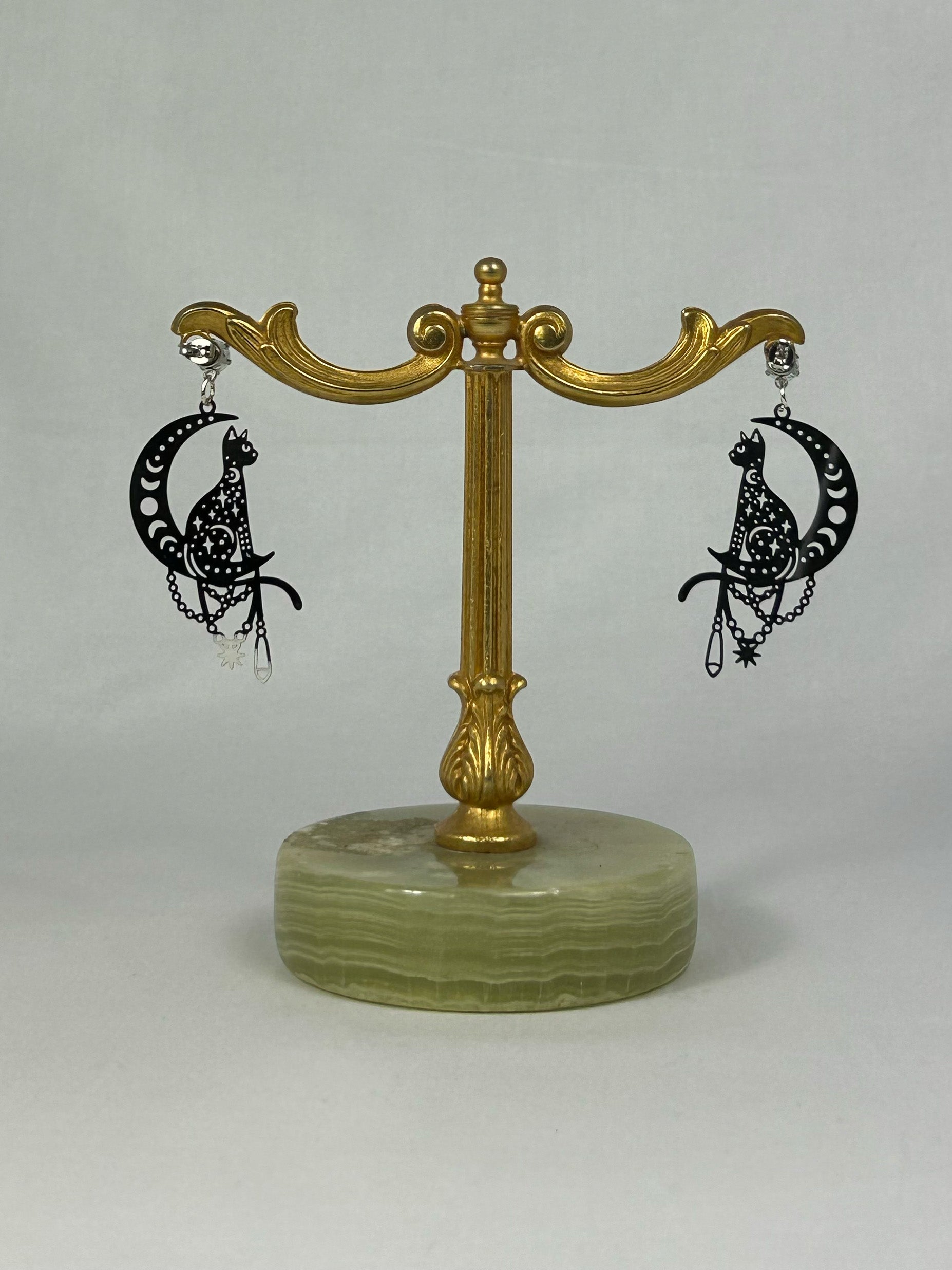 Örhängen Silver Måne Katt