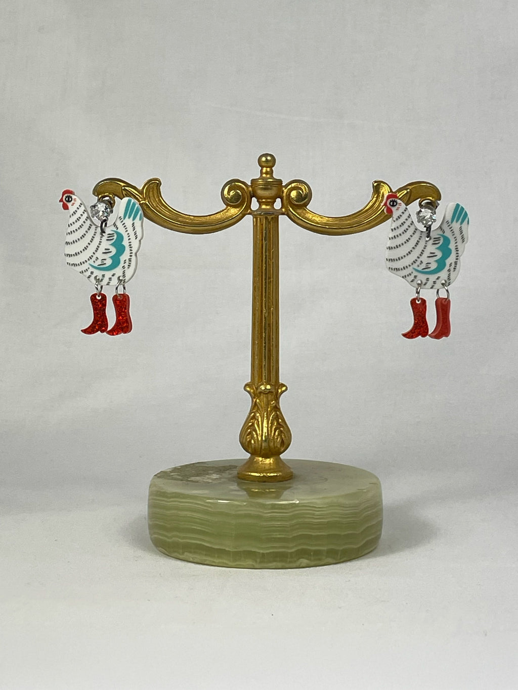 Örhängen Vit Blå Höna