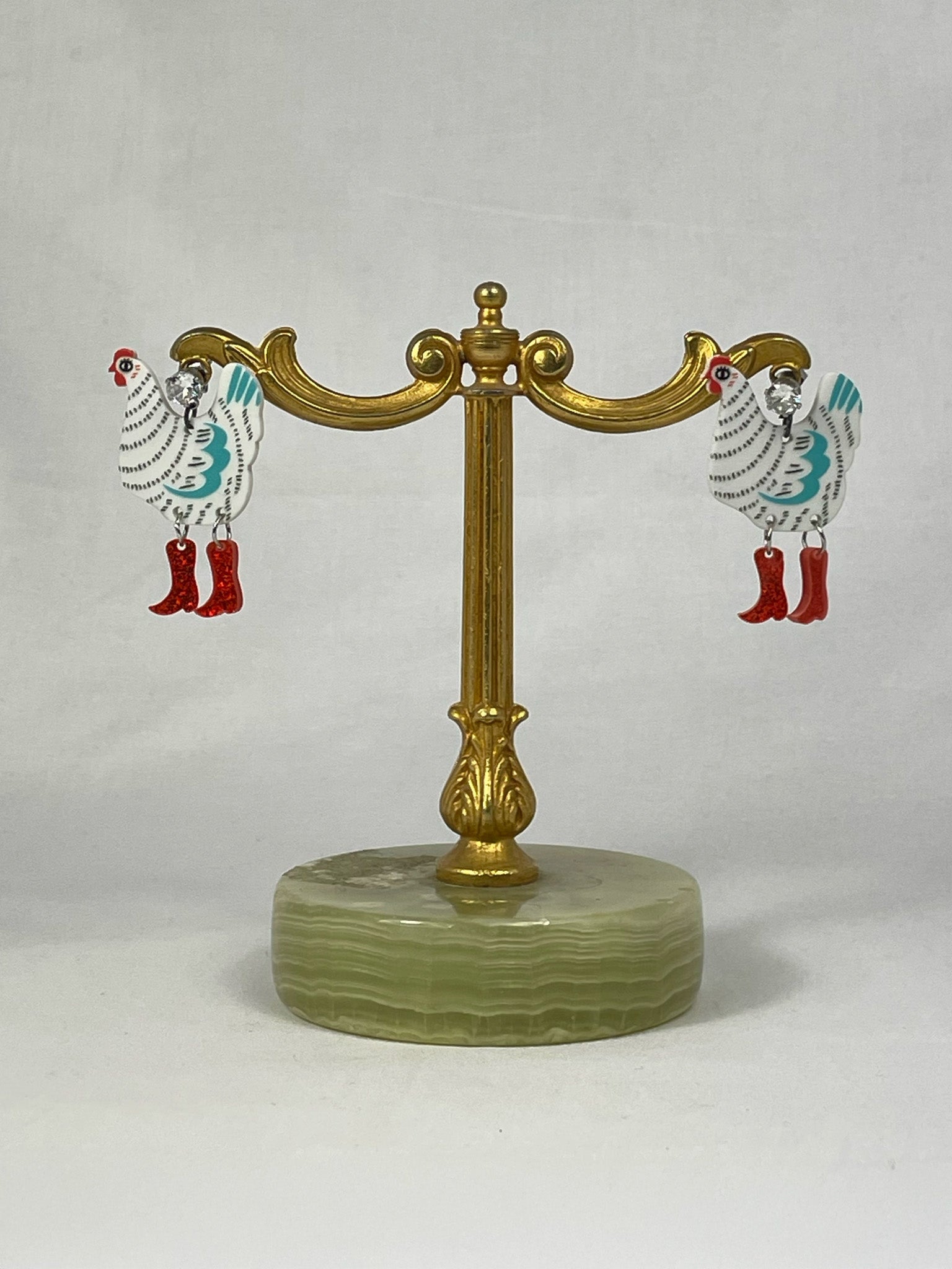 Örhängen Vit Blå Höna