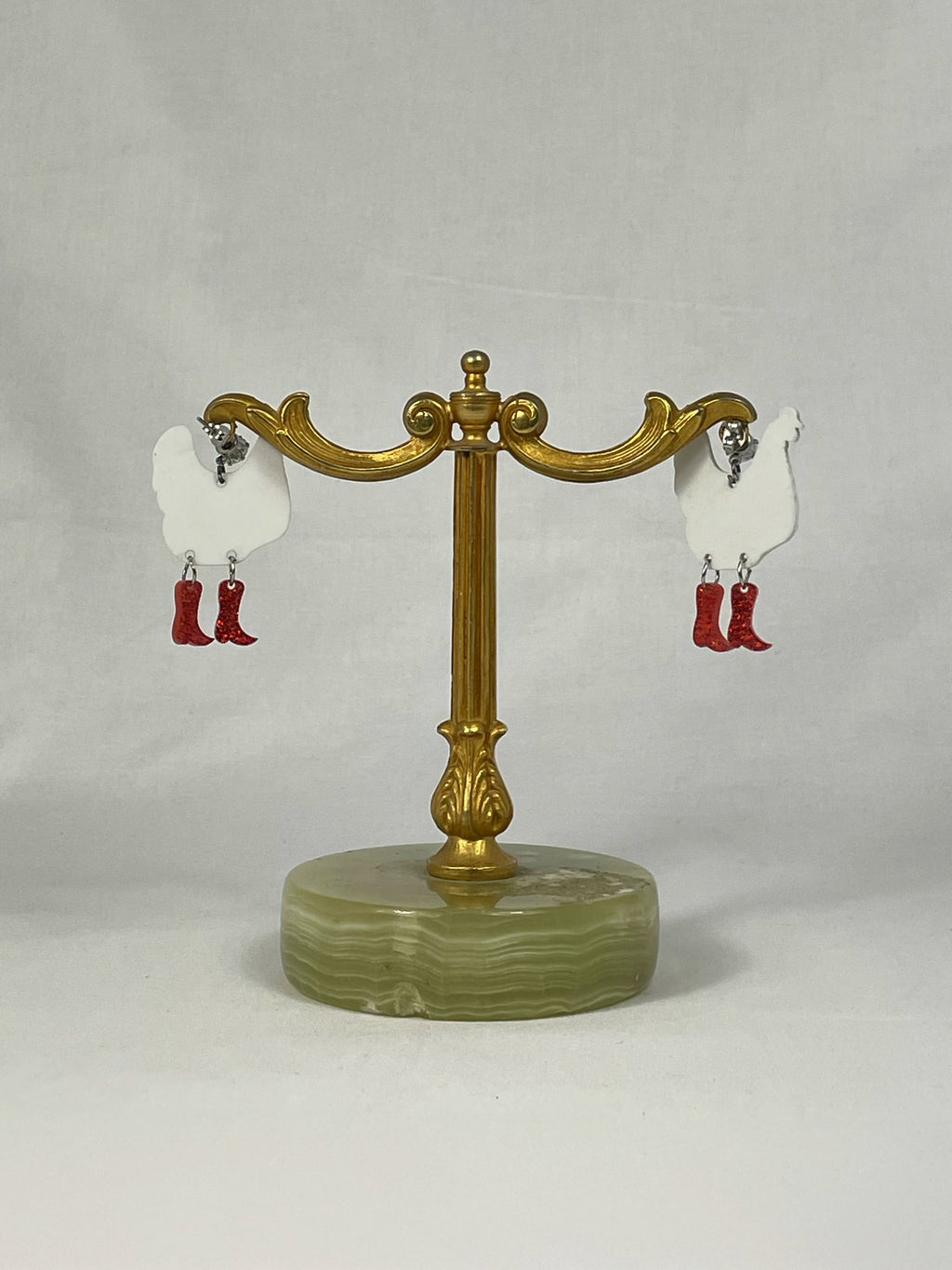 Örhängen Vit Blå Höna