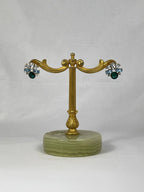 Örhängen Vit Grön Strass