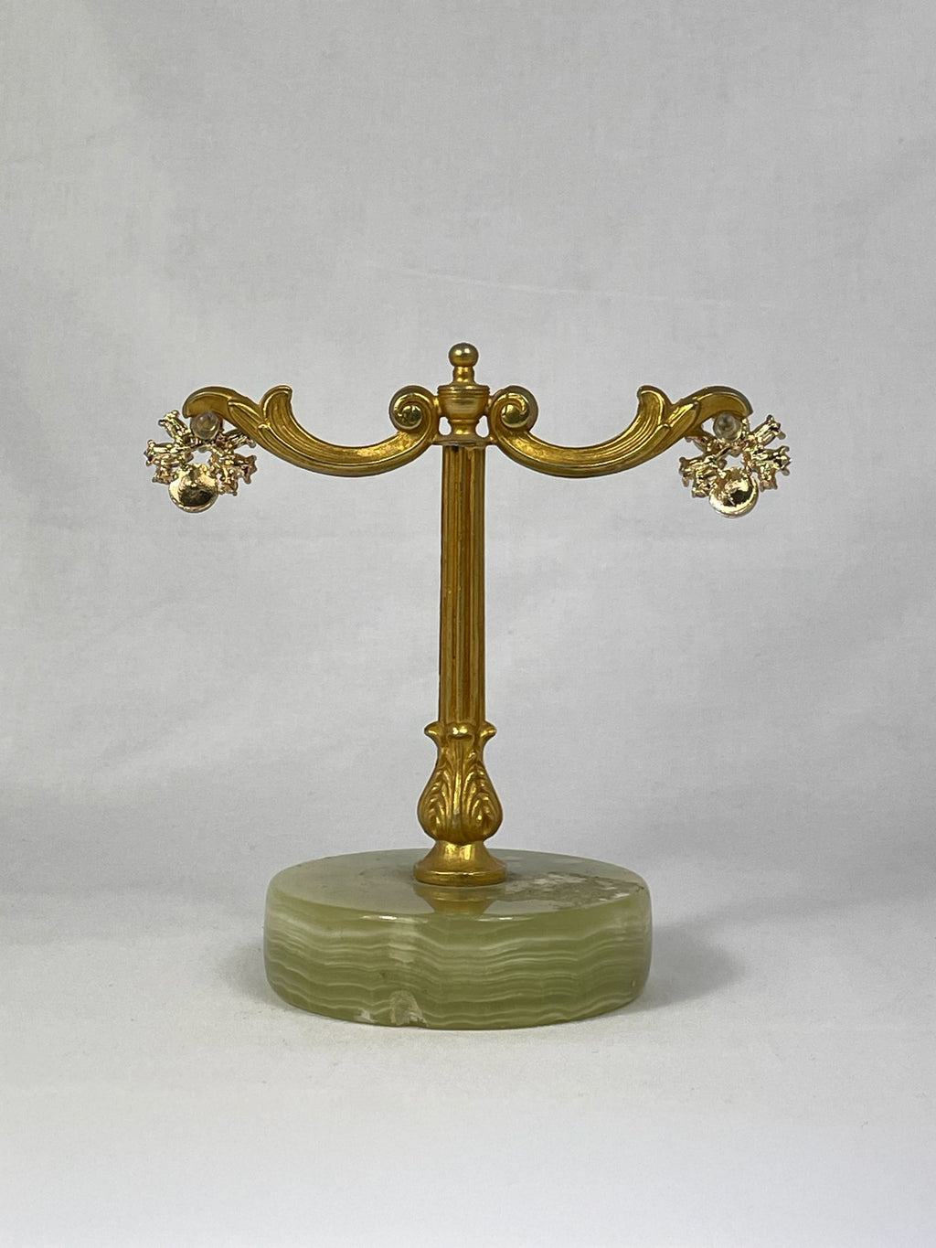 Örhängen Vit Grön Strass