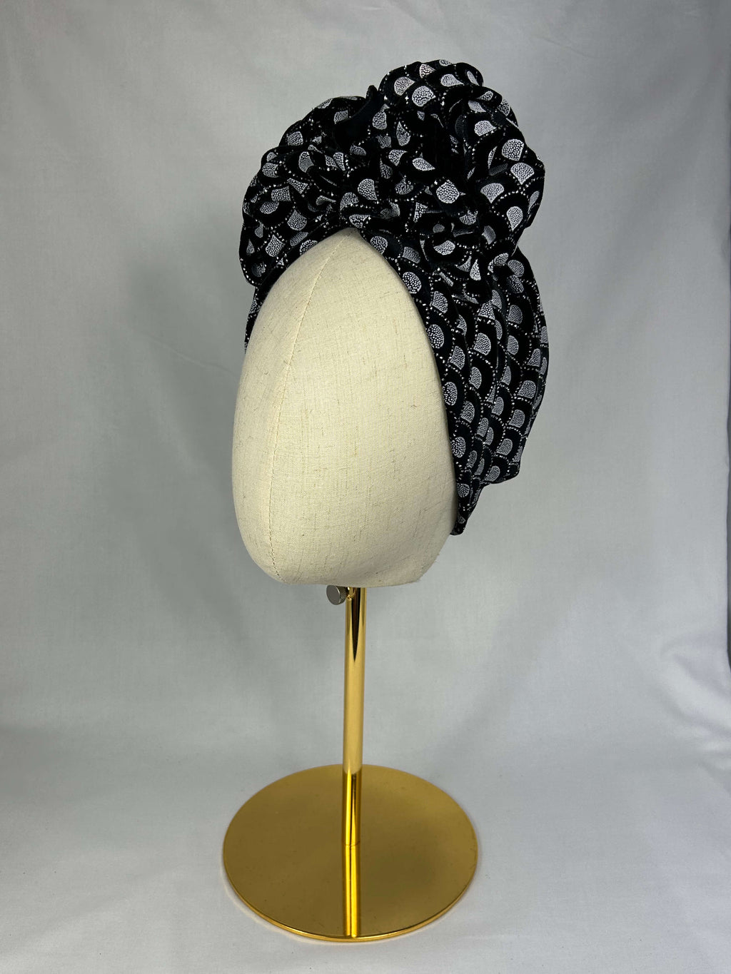 Turban Silver Svart Mönstrad