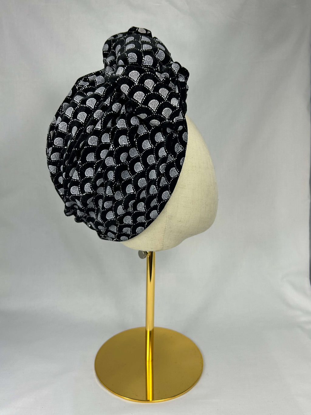 Turban Silver Svart Mönstrad