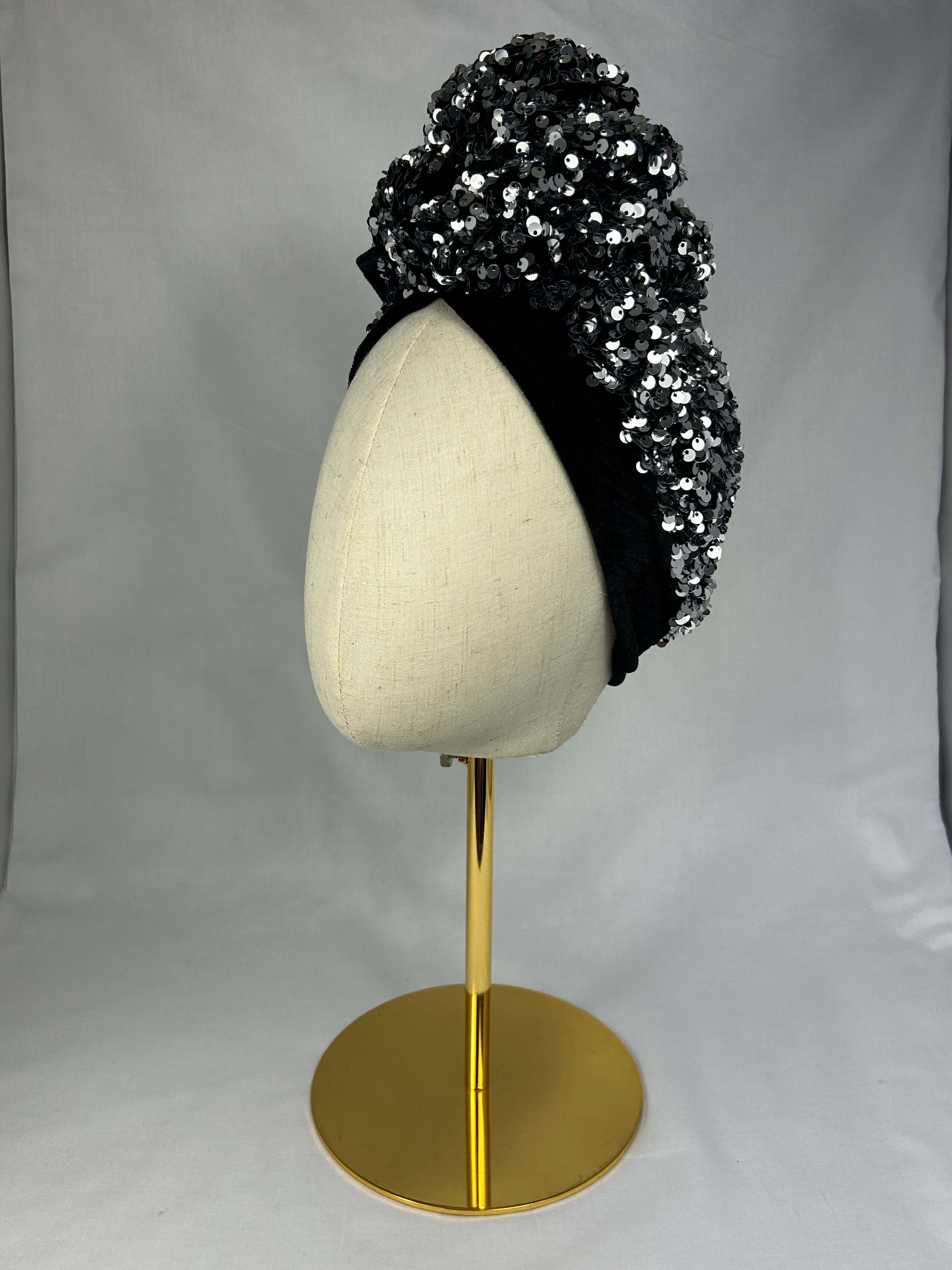 Turban Silver Svart Paljett