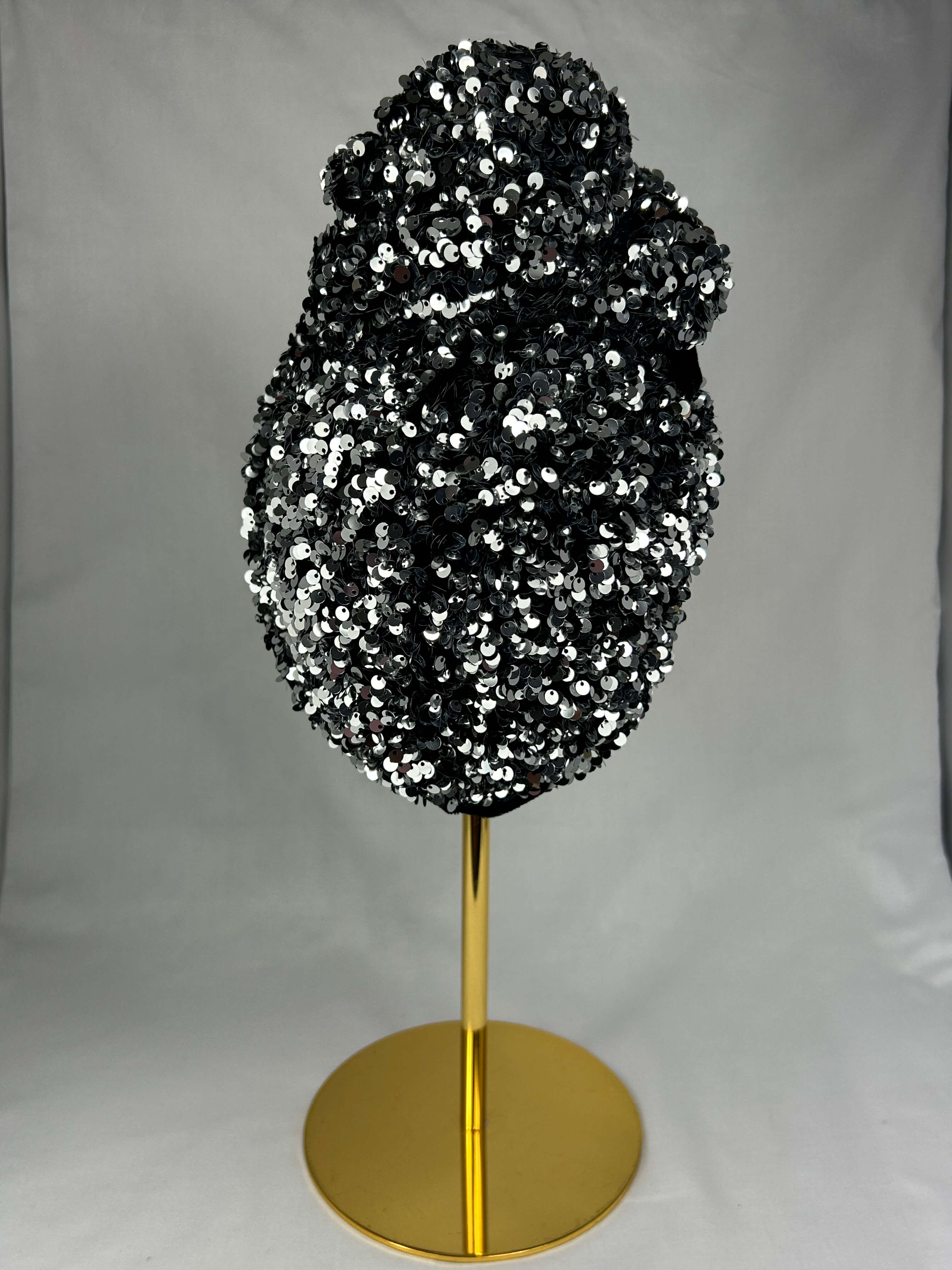 Turban Silver Svart Paljett