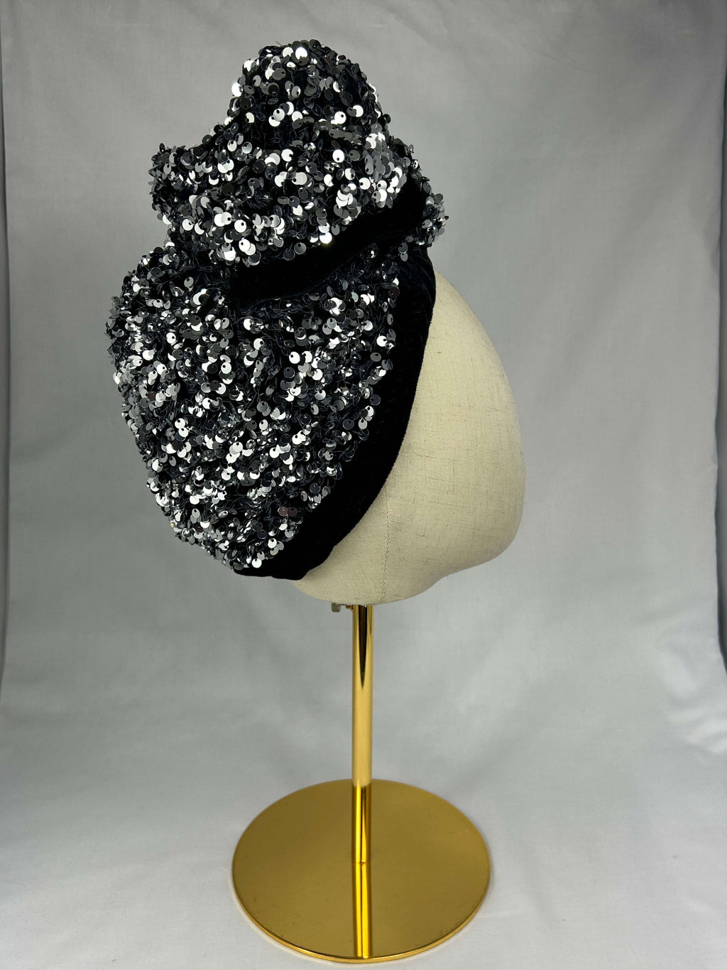 Turban Silver Svart Paljett